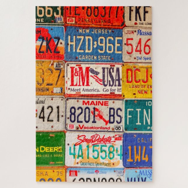 Puzzle United States License Plates Art America (Vertical)