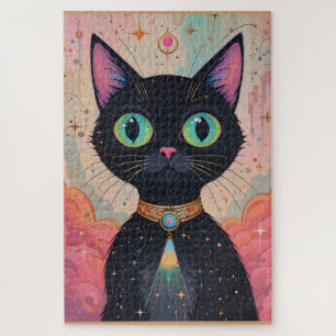 Puzzle Universo de Gato Negro Cósmico Futurista Atómico