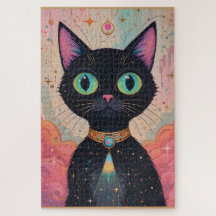 Universo de gato negro futurista atómico