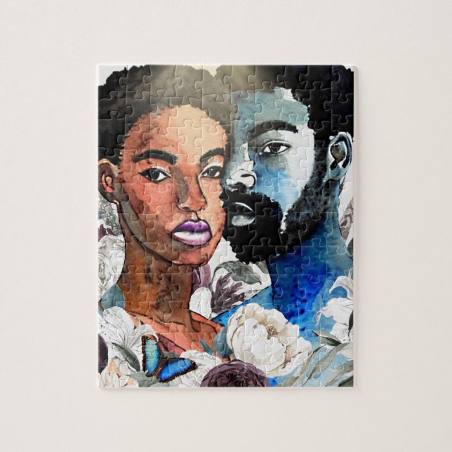 Puzzle Uno: Amor negro de pareja afroamericana (Vertical)