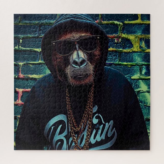 Puzzle Urban Gorilla – Street Style Canvas Art Print (Vertical)