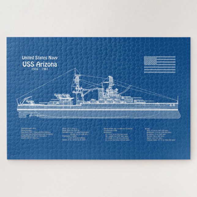 Puzzle USS Arizona - Planes de trazado de buques ABD (Horizontal)