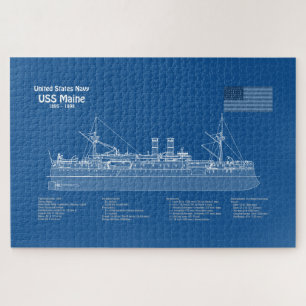 Puzzle USS Maine - Planes de trazado del buque ABD