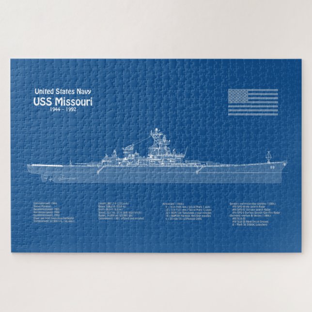 Puzzle USS Missouri - Planes de trazado de buques ABD (Horizontal)