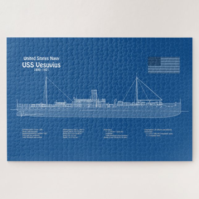 Puzzle USS Vesuvius - Planes de trazado de buques ABD (Horizontal)
