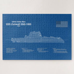 Puzzle USS Zumwalt - Planes de trazado de buques ABD