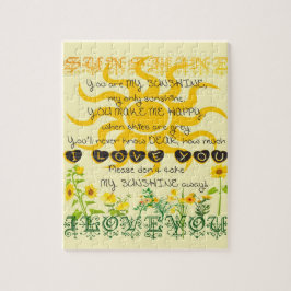 Puzzle Usted es mi sol en amarillo con los corazones