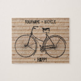Puzzle Usted más la bicicleta iguala beige de madera