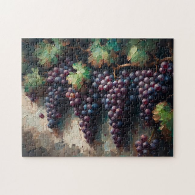 Puzzle Uvas moradas en la pintura de aceite de vino (Horizontal)