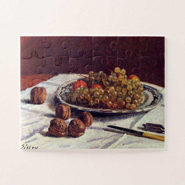 Puzzle Uvas y nueces en una mesa impresionista (Horizontal)