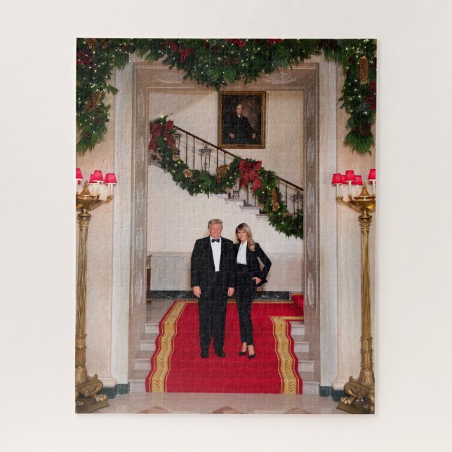 Puzzle V2 Navidades Presidente Donald Trump, Melania (Vertical)