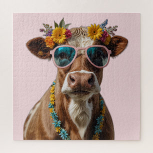 Puzzle Vaca Alegre Con Gafas De Sol