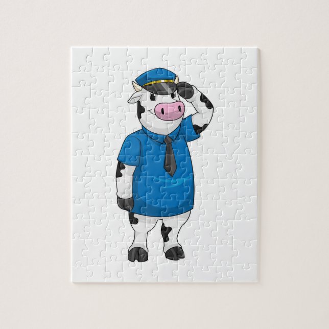 Puzzle Vaca como oficial de policía con gorra de policía (Vertical)