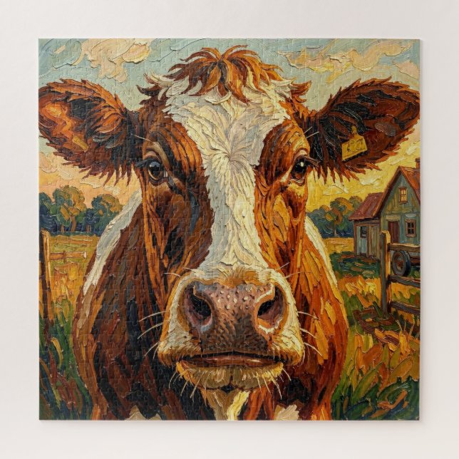 Puzzle Vaca Cute Impasto en Granja  (Vertical)