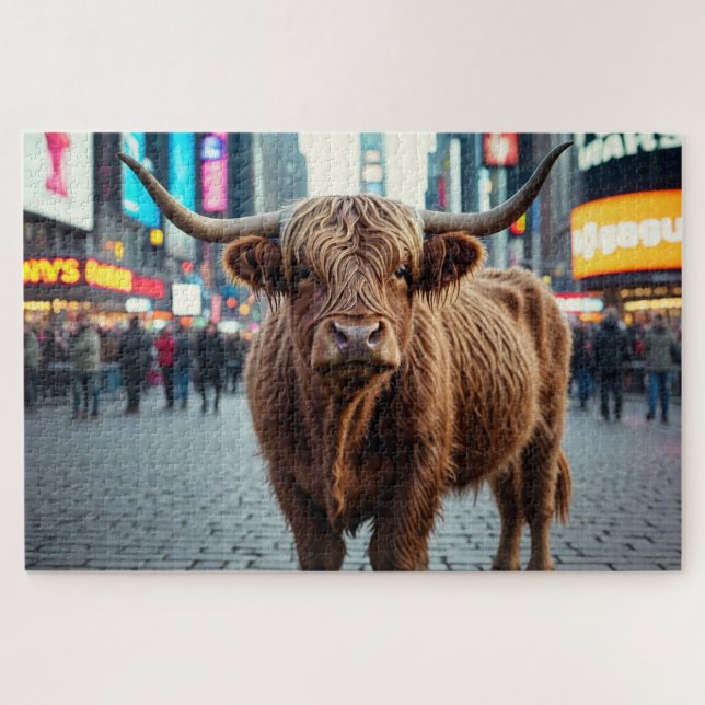 Puzzle Vaca de las Tierras Altas en Times Square (Horizontal)