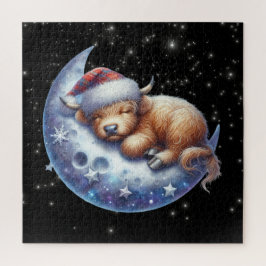Puzzle Vaca de Santa Highland durmiendo en la luna