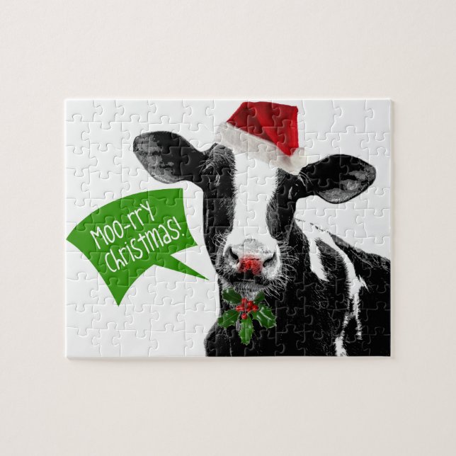 Puzzle ¡Vaca del navidad - Navidad Moory! (Horizontal)