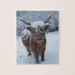 Puzzle Vaca Highland en la nieve