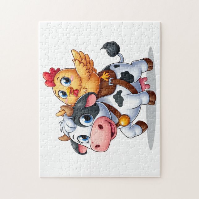 Puzzle vaca/pollo personalizado lindo (Vertical)