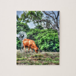 PUZZLE VACA Y MOLINO DE VIENTO QUEENSLAND RURAL AUSTRALIA