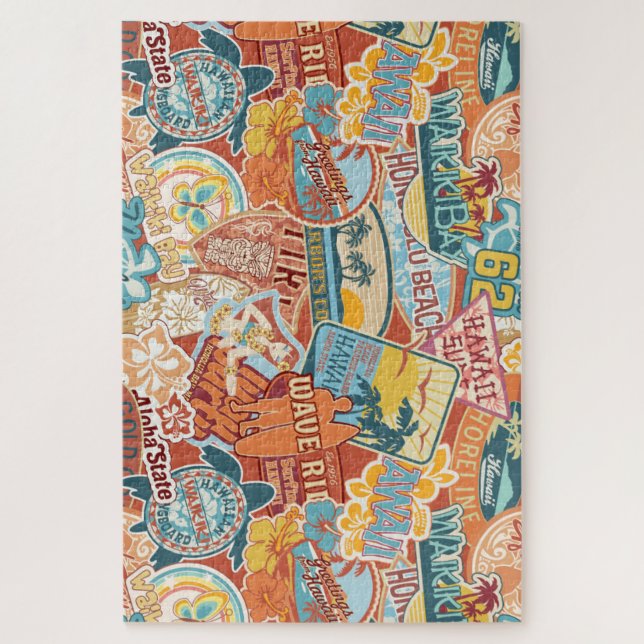 Puzzle Vacaciones costeras Waikiki Bay Hawaii (Vertical)