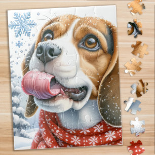 Puzzle Vacaciones de invierno de verano de perro beagle l