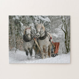 Puzzle Vacaciones de Navidades de caballos de Sleigh Ride