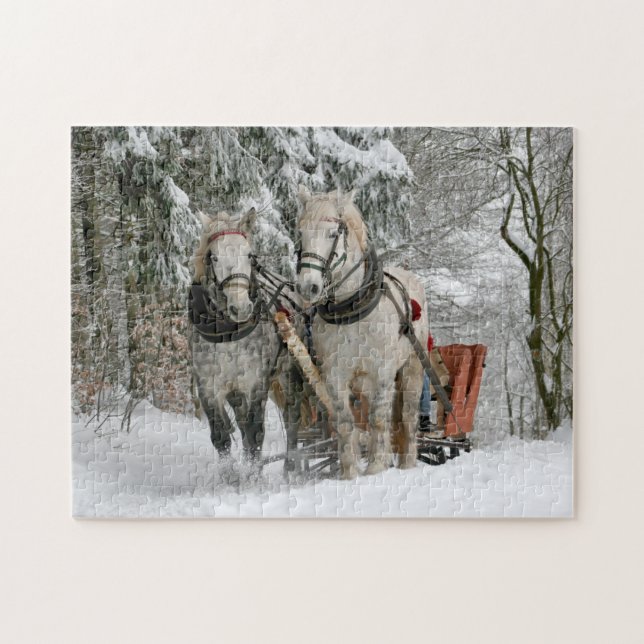 Puzzle Vacaciones de Navidades de caballos de Sleigh Ride (Horizontal)