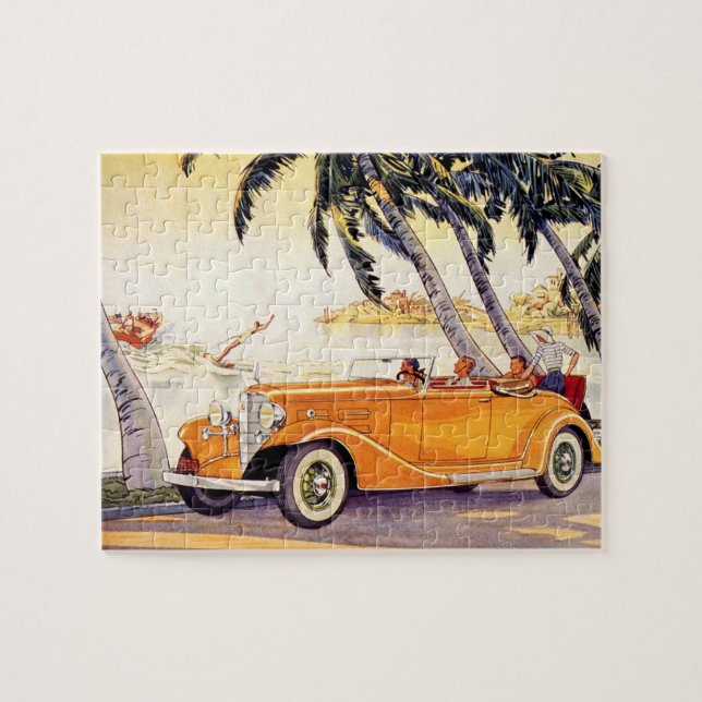 Puzzle Vacaciones familiares antiguas en un coche convert (Horizontal)