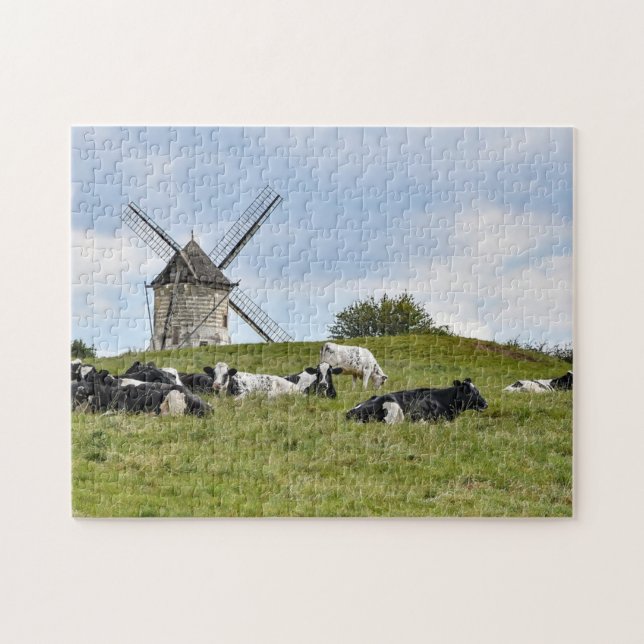 Puzzle Vacas Bovinos Molino Molino de viento Pastoreo Jig (Horizontal)