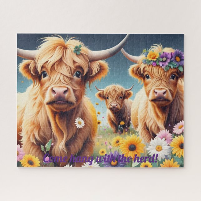 Puzzle Vacas florales de las tierras altas 16 x 20 (Horizontal)