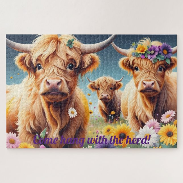 Puzzle Vacas florales de las tierras altas 20 x 30 (Horizontal)