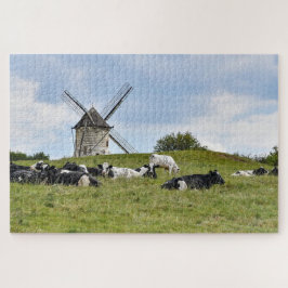 Puzzle Vacas Ganado Molino Molino de viento Tierra de cul