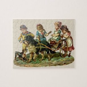 Puzzle Vagón Antiguo de Niños y Perro