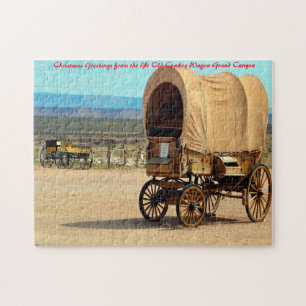 Puzzle Vagón de Viejo Vaquero Arizona. Saludos de Navidad