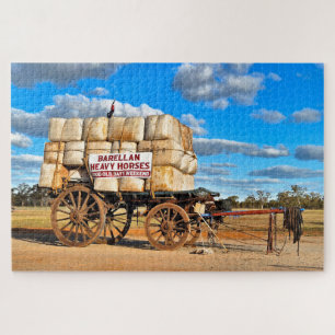 Puzzle Vagón viejo y balas de lana, Barellan, Australia