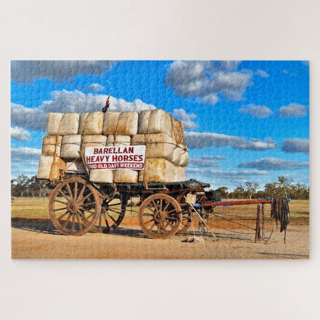 Puzzle Vagón viejo y balas de lana, Barellan, Australia (Horizontal)