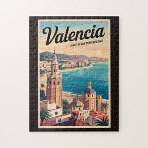 Puzzle Valencia España Ilustracion Retro de arte de viaje