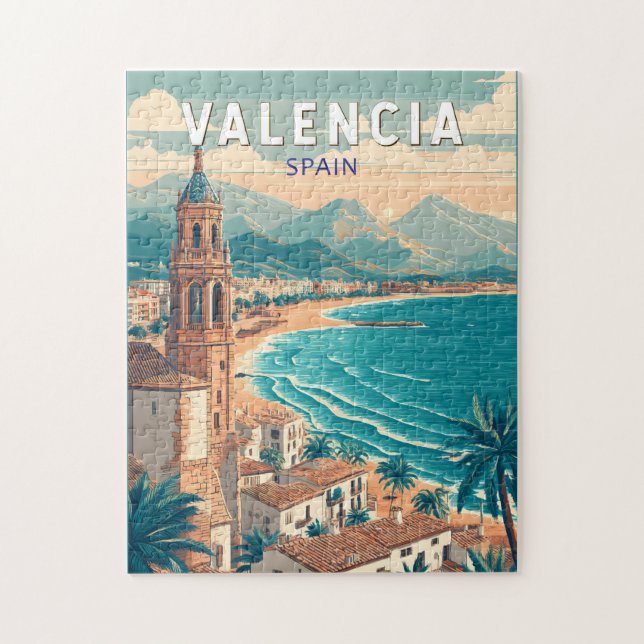 Puzzle Valencia España Ilustracion Viaje de arte (Vertical)