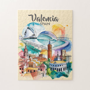 Puzzle Valencia España Paisaje Urbano Aquarela Viaje Pers