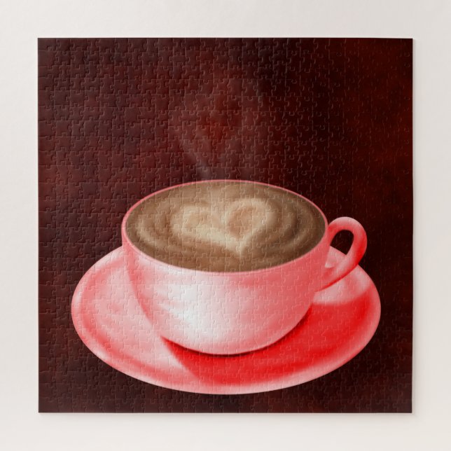 Puzzle Valentine Cappuccino Art Heart (Vertical)