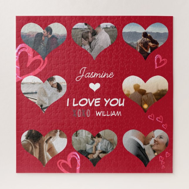 Puzzle Valentine Heart Collage de fotos XO Te Amo (Vertical)