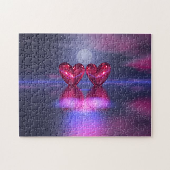 Puzzle Valentine Hearts Night Beats (Horizontal)