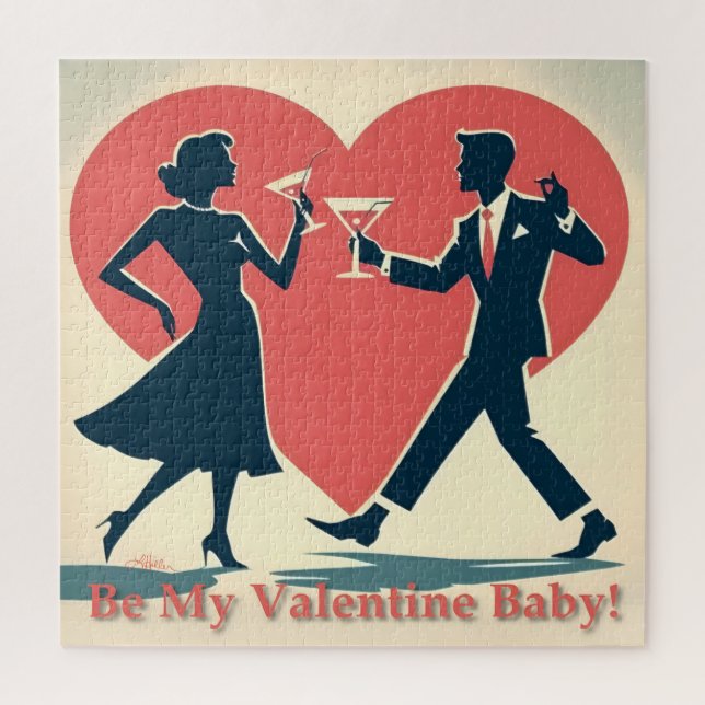 Puzzle Valentine Hip Martini Pareja de baile de mediados  (Vertical)