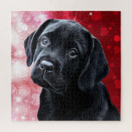 Puzzle Valentine Puppy - Labrador Negro - Cachorro de lab