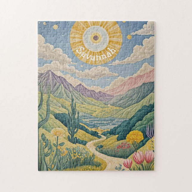 Puzzle Valle Tranquilo: Paisaje Pastel (Vertical)