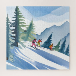 Puzzle Vamos a Esquiar | Acuarela de Invierno