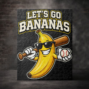 Puzzle Vamos a Volvernos Locos Béisbol Retro Plátano Dive