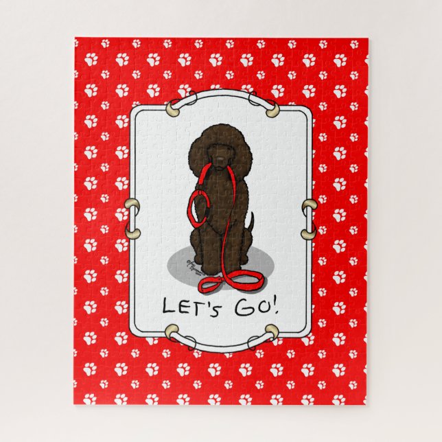 Puzzle ¡Vamos! Pasear al perro Irish Water Spaniel (hígad (Vertical)