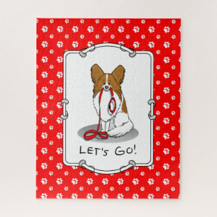 Puzzle ¡Vamos! (paseo) Papillon (blanco y rojo) Perro Cut